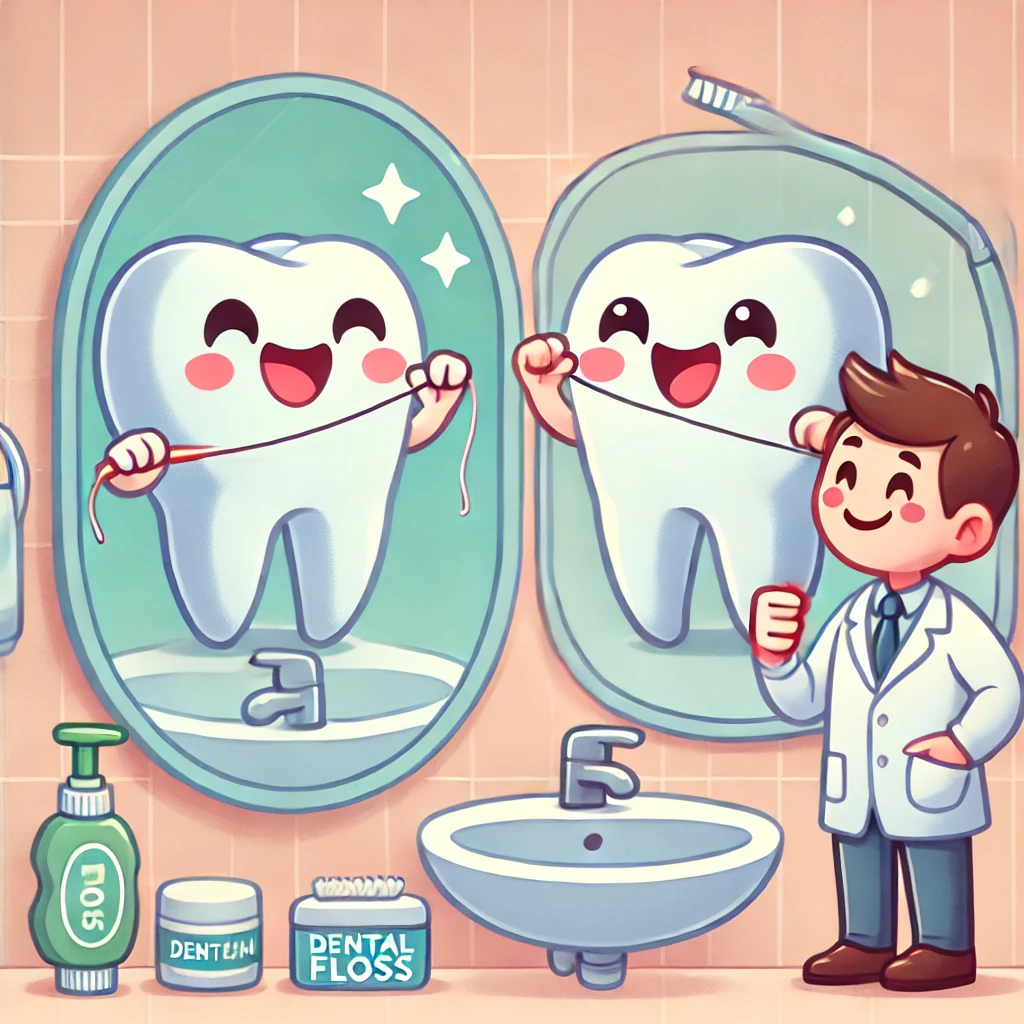 Person flossing to keep their gums healthy