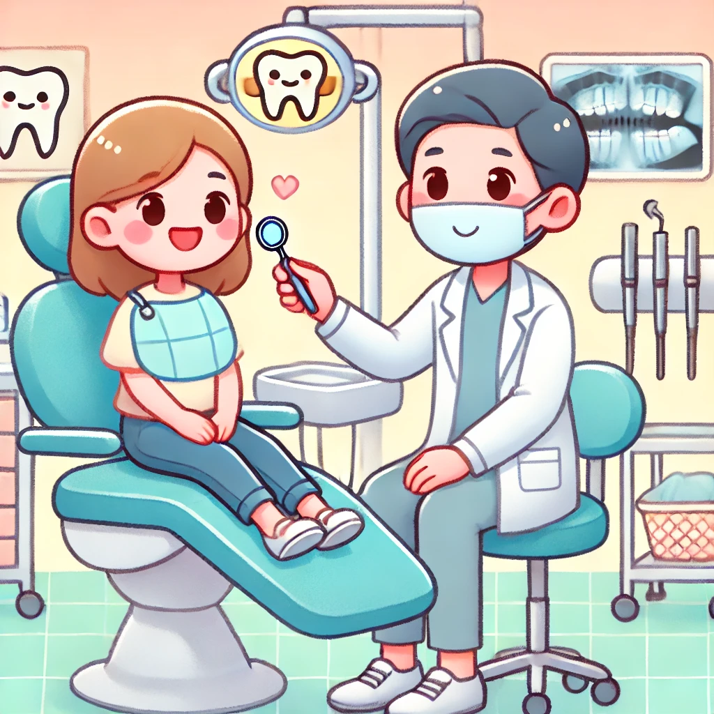 Dentist carrying out a routine dental check-up