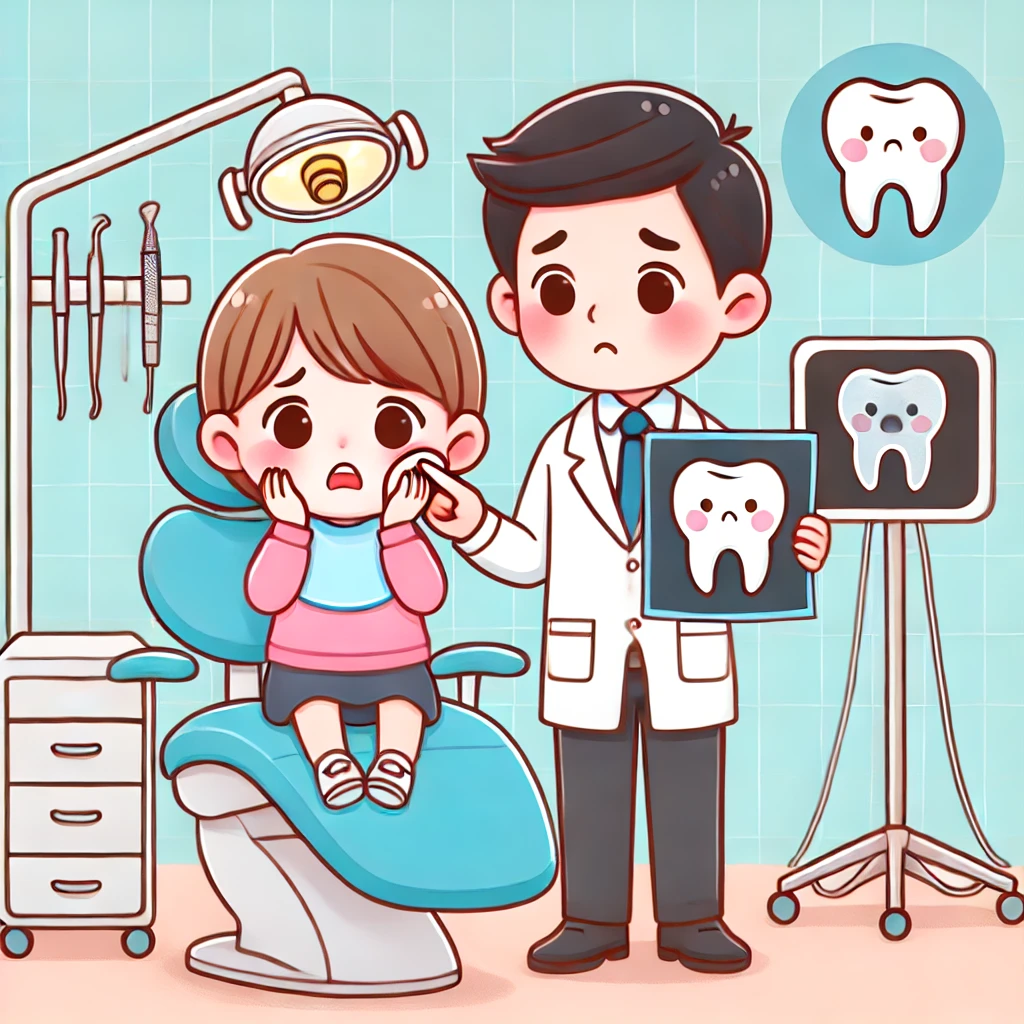 Illustration of a dental abscess and infected tooth
